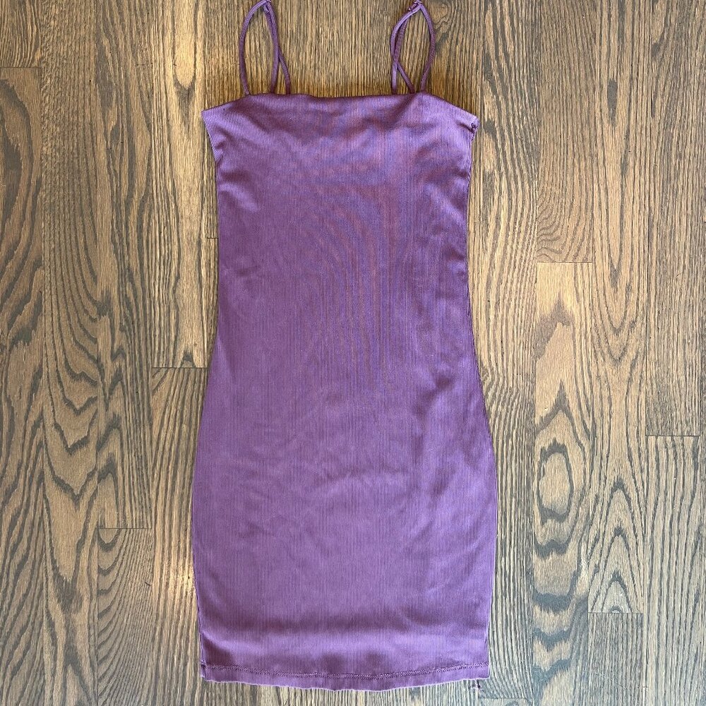 Garage Ribbed Bodycon Mini Dress – Purple – Size xs